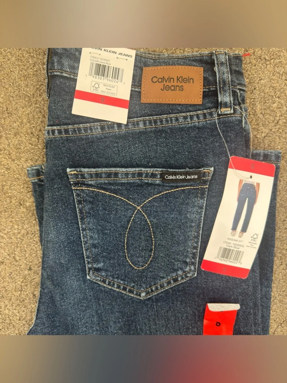 Calvin Klein Jeans Dark Blue Straight Leg Jeans - Picture 5 of 6